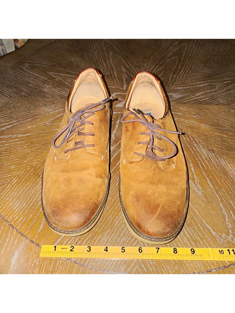 Johnston & Murphy Men's Brown Leather Lace-Up Oxford Cushioned Sheepskin 11W
